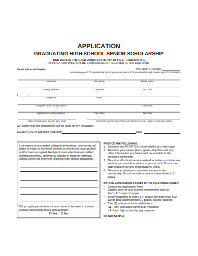 11+ High School Scholarship Application Templates in PDF | DOC
