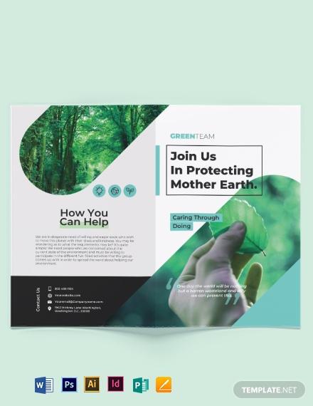 green bi fold brochure
