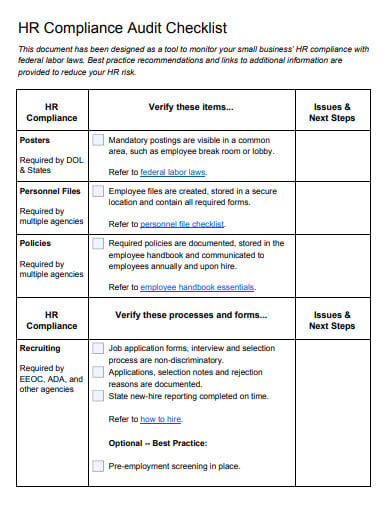 12 Free Hr Compliance Checklist Templates In Pdf Word Pages 5932