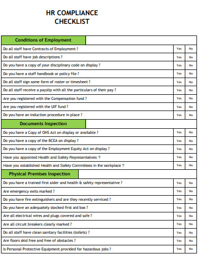 hr condition compliance checklist