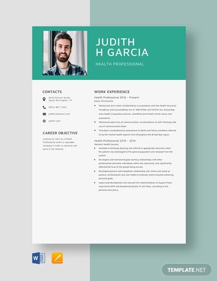 health-professional-resume-template