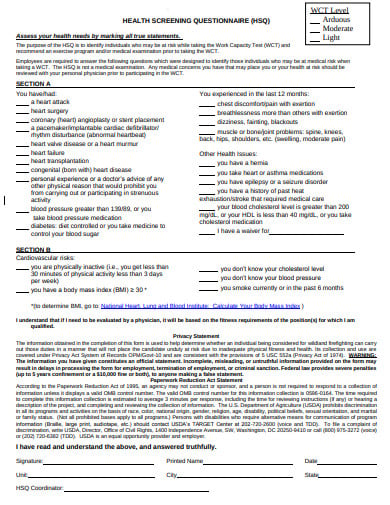 health-screening-questionnaire-template