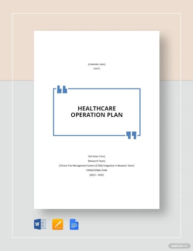 healthcare operational plan template