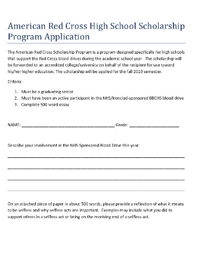 high school scholarship program application