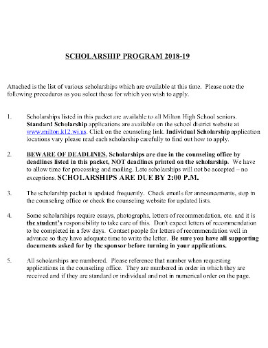 high school scholarship program in pdf