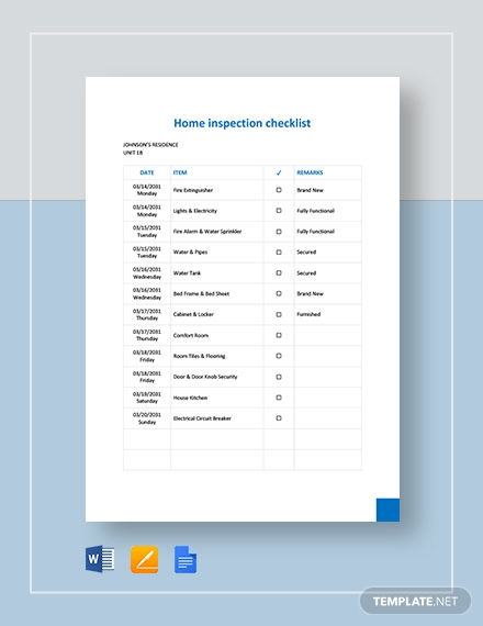home inspection checklist form