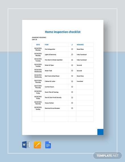 6+ Cleaning Inspection Checklist Templates in Google Docs | Word ...