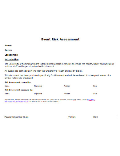 hospitality event risk assessment