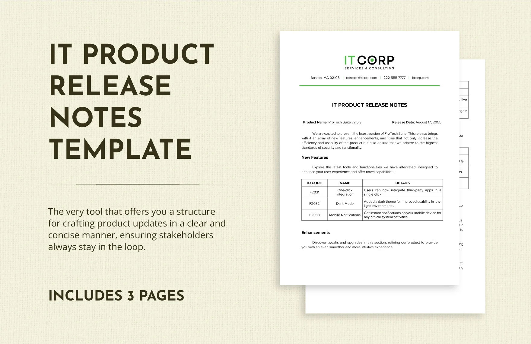 it product release note template