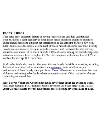 index fund template in doc