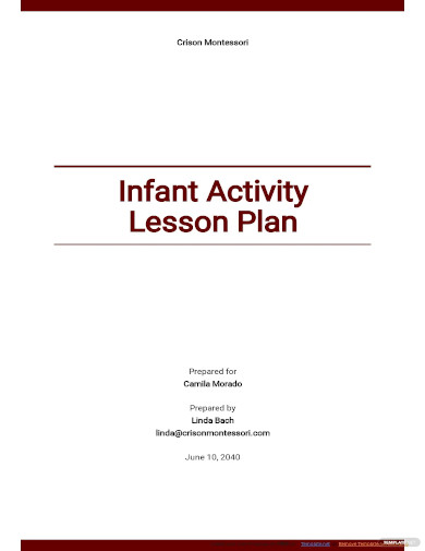 infant activity lesson plan template