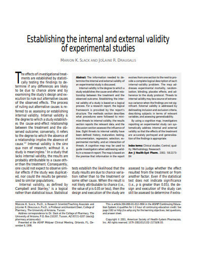 internal and external validity in experimental research