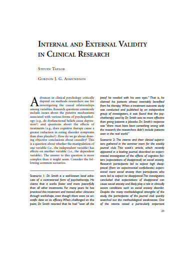 internal and external validity in research