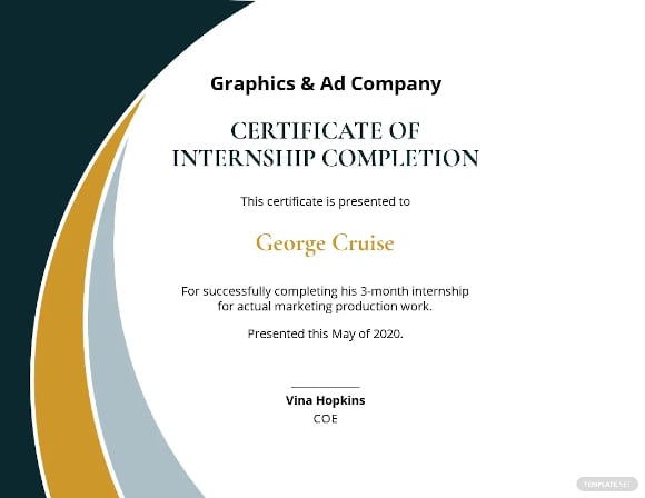 internship completion certificate template