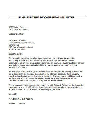 Interview Confirmation Email Template