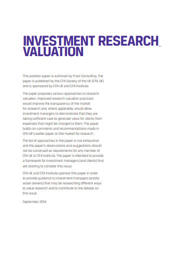 investment research valuation