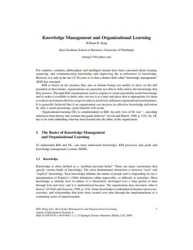 learning knowledge management template