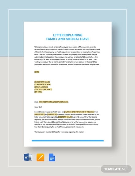 letter explaining family and medical leave template