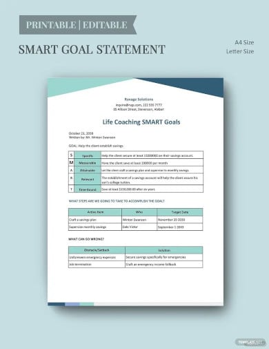 life coaching smart goals template