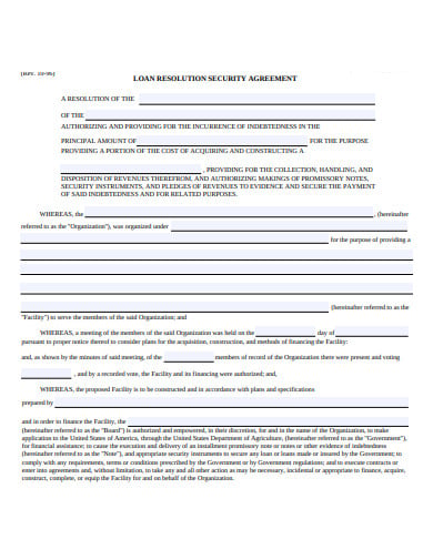 loan resolution security agreement template
