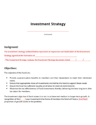 long term investment strategy template in doc