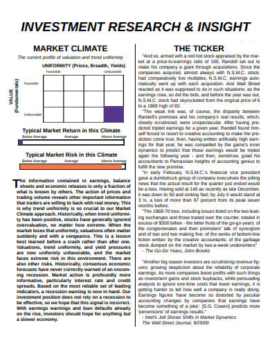 market climate investment research template