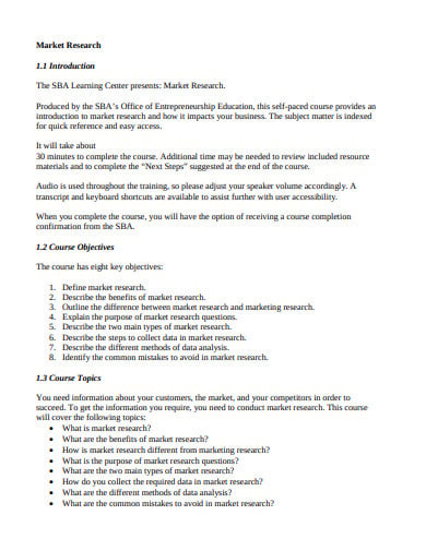 market research business plan pdf