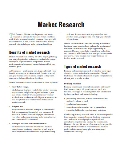 market research plan outline