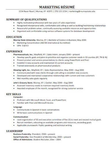 marketing creative resume template