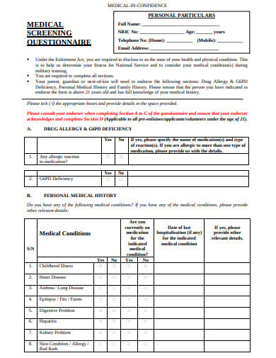 medical-screening-questionnaire-template
