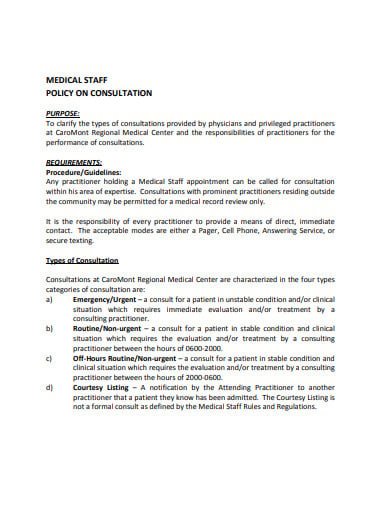 medical staff policy on consultation template
