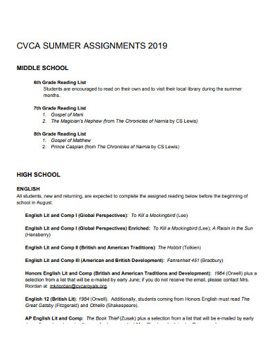 summer assignments morristown high school