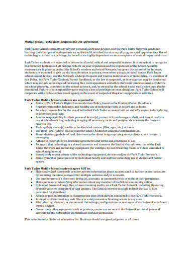 middle school technology responsible use agreement