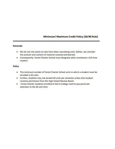 min max credit policy template