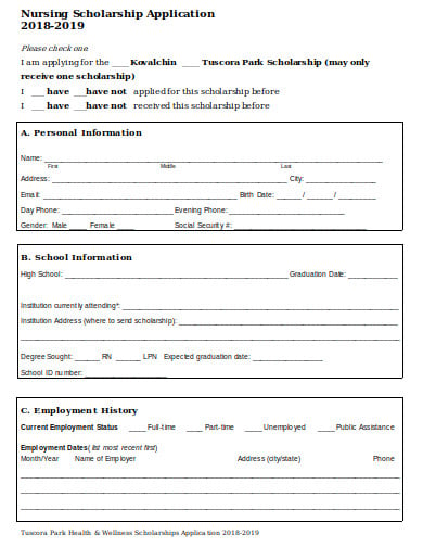 nursing scholarship application format