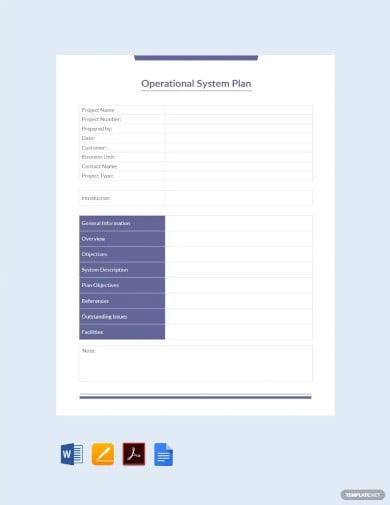 operational system plan template
