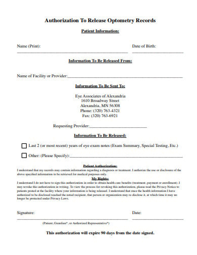 optometry records release form