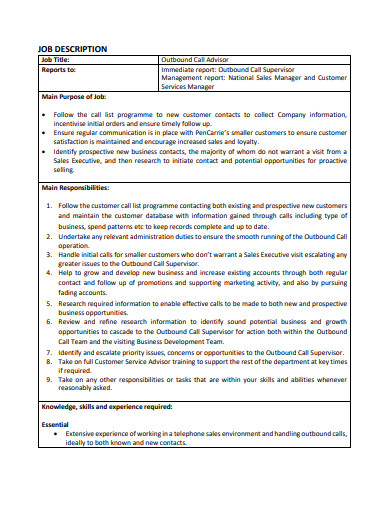 10+ Outbound Sales Job Description Templates in PDF | DOC