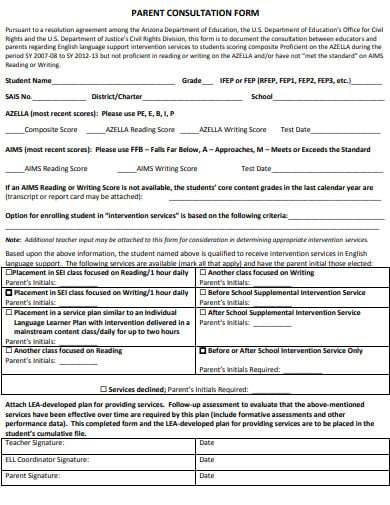 parent consultation form