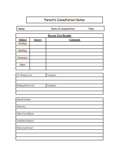 parent consultation notes
