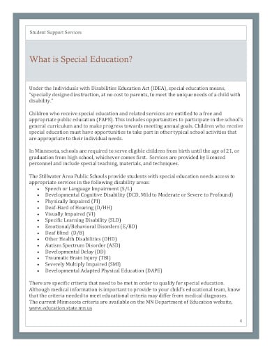 parent handbook for special education