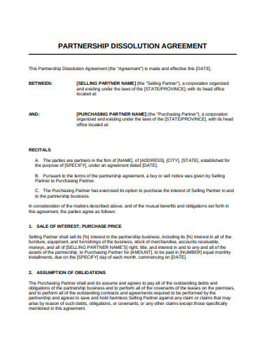 partnership dissolution agreement template