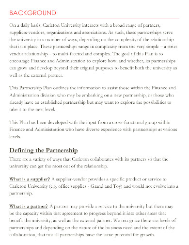 Partnership Plan Example 10+ Partnership Planning Templates in PDF | Word