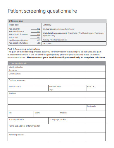 patient-screening-questionnaire-template