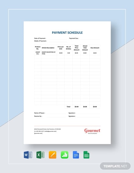 payment schedule 2