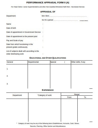 performance appraisal form example