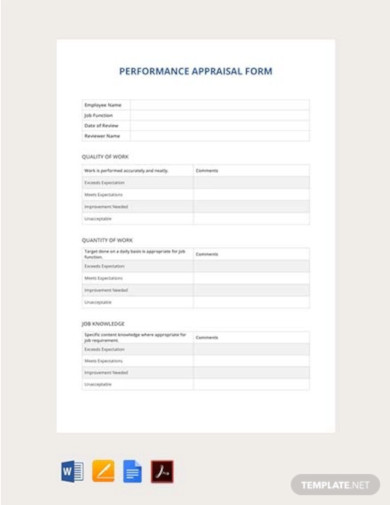 performance appraisal form template