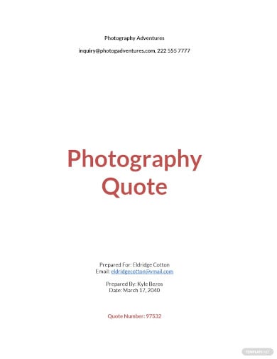 photography quotation sample template