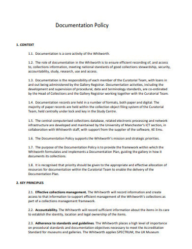policy documentation template