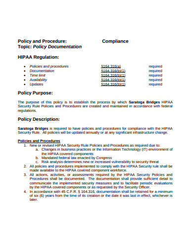 policy and procedures compliance documentation
